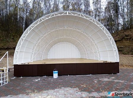 Сцена 5*7м «Ракушка» с помостом 1м с фальцовой кровлей Сцена 5*7м «Ракушка» с помостом 1м с фальцовой кровлей