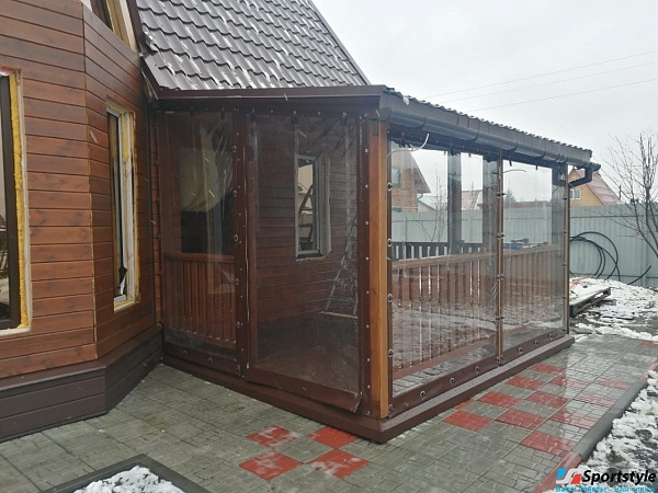 Шторы ПВХ для беседки из зимней пленки SportStyle Шторы ПВХ для беседки из зимней пленки SportStyle