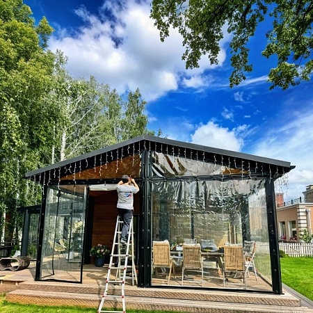 Шторы для беседки из прозрачной пленки ПВХ SportStyle Шторы для беседки из прозрачной пленки ПВХ SportStyle